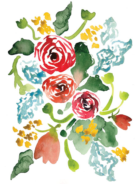 Red Floral Array I